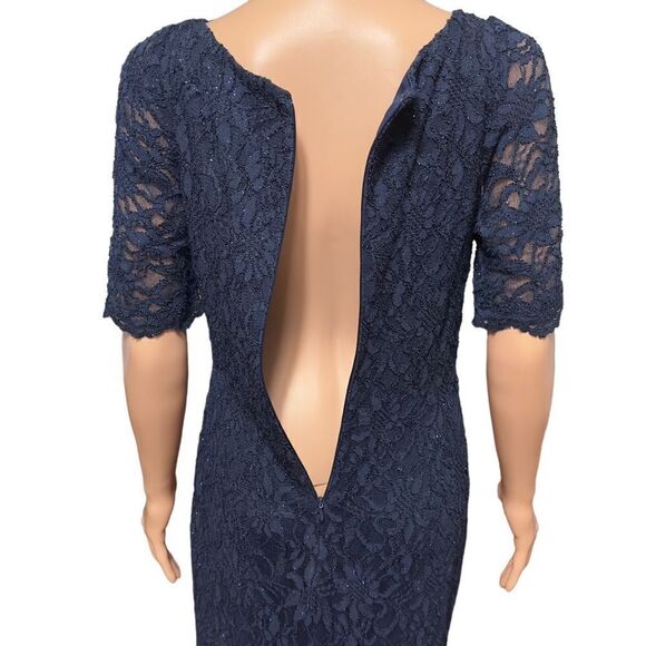 DECODE 1.8 Navy Lace Glitter Gown Size 8 - Picture 9 of 15